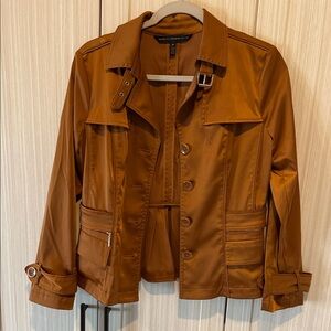 White House Black Market Cognac Brown Utility Trench Jacket - sz SP